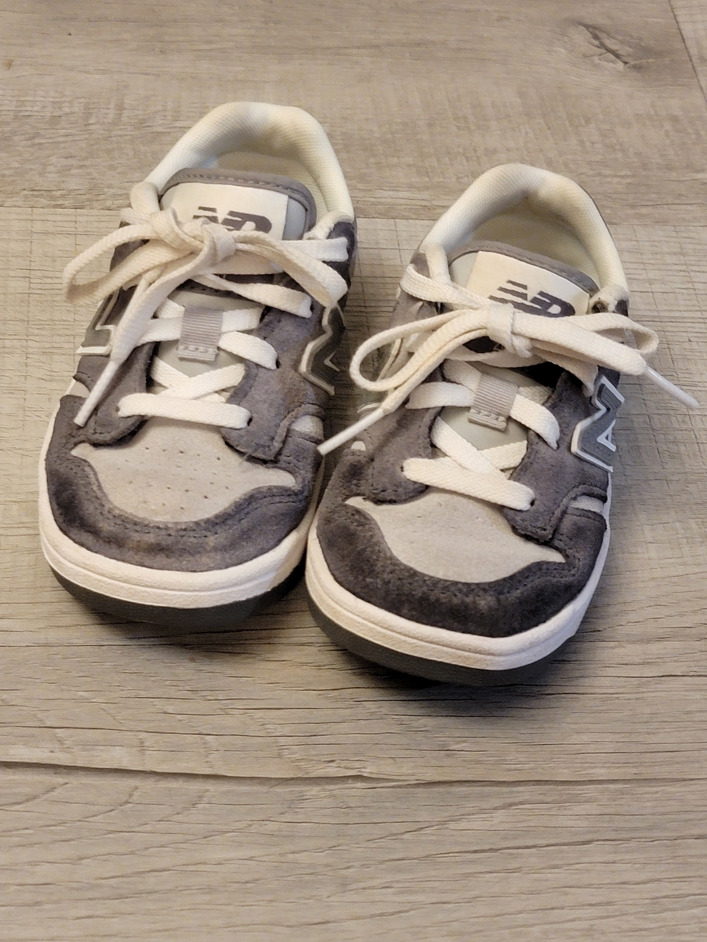 New Balance Kids' Gray & White Lace-Up Sneakers